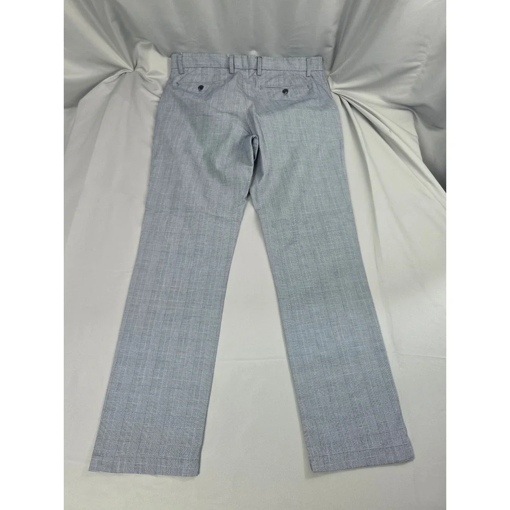 Banana Republic Aiden Fit Mens 34x32 Blue Glen Plaid Cotton Chino Pants Slim